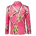 MSBUTIKS Boys Formal Suit Jackets Rose Red Printed Boys Blazer for Wedding Outfit Fashion Outwear Coats 2-13Y