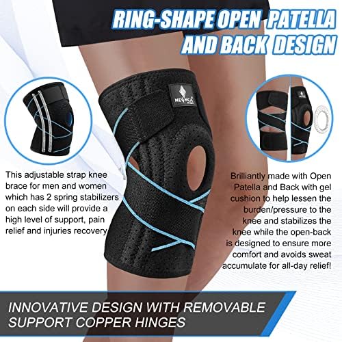NEENCA Knee Brace with Side Stabilizers & Patella Gel Pads, Adjustable Compression Knee Support Braces for Knee Pain, Meniscus Tear,ACL,MCL,Arthritis, Joint Pain Relief,Injury Recovery-4 Sizes. 054