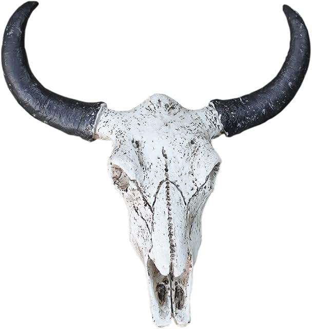 Buffalo Skull Wall Sculpture Cow Head Wall Hanging Art Resin Ivory Animal Ornament Home Decor GIFT