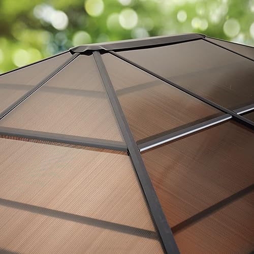 Tuinpaviljoen 3x4 m hardtop dak waterdicht aluminium deluxe paviljoen met 4 zijwanden partytent taupe - Afbeelding 6