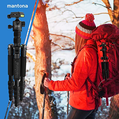Mantona Reise Light Traveller Stativ aus Aluminium mit 5 kg Tragfähigkeit
