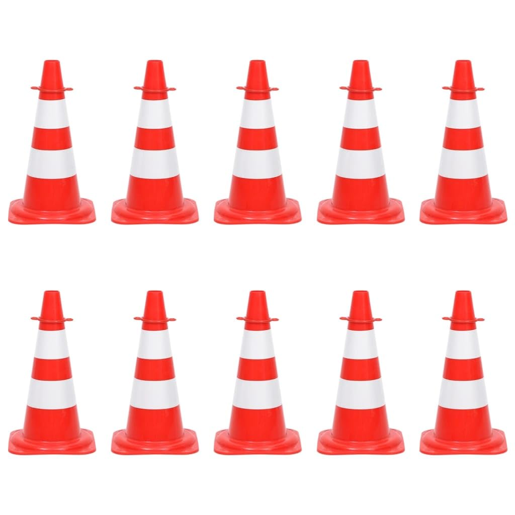 Ensemble de cônes avec 10 m de chaîne Rouge et blanc Plot de Chantier, Cône de Sécurité pour Délimitation, Stationnement d’Urgence, Route Parking, Pratique de Conduite