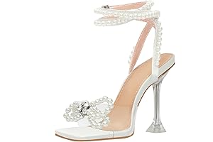 Women's Pearl Rhinestone Bow Heels: Elevate Your Style with Shimmer and Grace