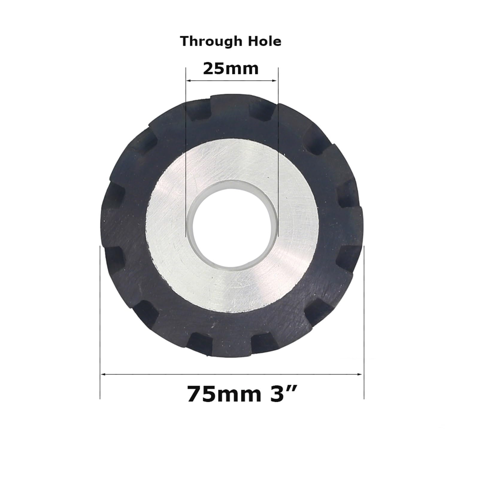 1 Uds Dia.50mm/75mm/100mm * 50mm de ancho rueda pequeña aluminio recubierta goma correa amoladora contacto activo(K75x50x25mm)