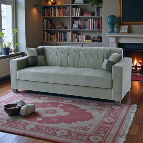 Image of FURNY Premium Avvor 4 Seater Fabric Sofa Set, 3 Seater Sofa with Ottoman (Light Grey Color) | Durable Comfort | Modern Design | Ideal for Living Room