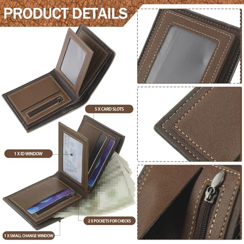 Paterr 12 Pcs Leather Photo Wallet for Men PU Leather Bifold Wallets with Pockets for DIY Christmas Gifts for Dad Husband Son(Brown, Coffee)3