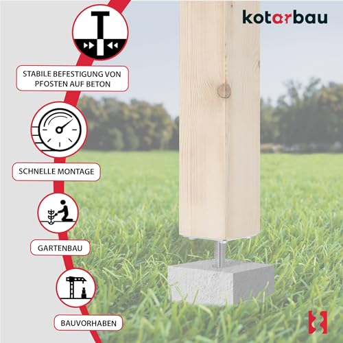 Pie de pilar acero galvanizado plata 100x100x200 mm soporte para poste KOTARBAU 6