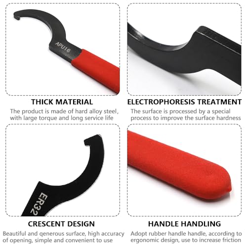 GYSRXS C Spanner Set 6 Pieces Coilover Wrench Made of High Carbon Steel Universal C Hook Wrench Coilover Spanner for Suspension System and Shock Adjustments(Red and Black) - Image 3