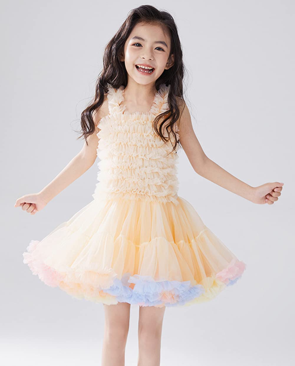 Abito Tutu per Bambina Abito da Balletto in Tulle di Pizzo per Bambini Gonna da Balletto per Feste di Compleanno Abito da Sposa da Spiaggia