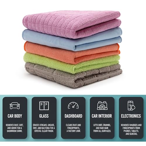 Image of Cutting EDGE 200-300 GSM High Performance Car Towel, 30x30 cm (Set of 5) | Material: 200-300 GSM Microfiber, High Performance Car Towel, Ideal for Car, Bike, Glass & Dashboard Cleaning