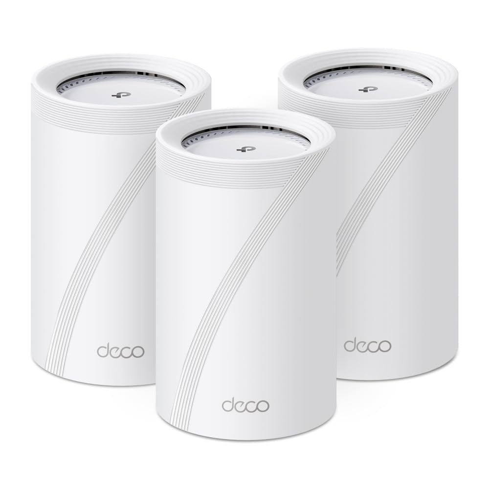 TP-​Link Deco BE68 (3-​Pack), WiFi 7 Mesh BE14000 Tri-​Bande, 14 Gbps, Porta Ethernet fino a 10 Gbps, Banda 6 GHz, Copertura fino a 700 m², Compatibile con tutti i box Internet in fibra