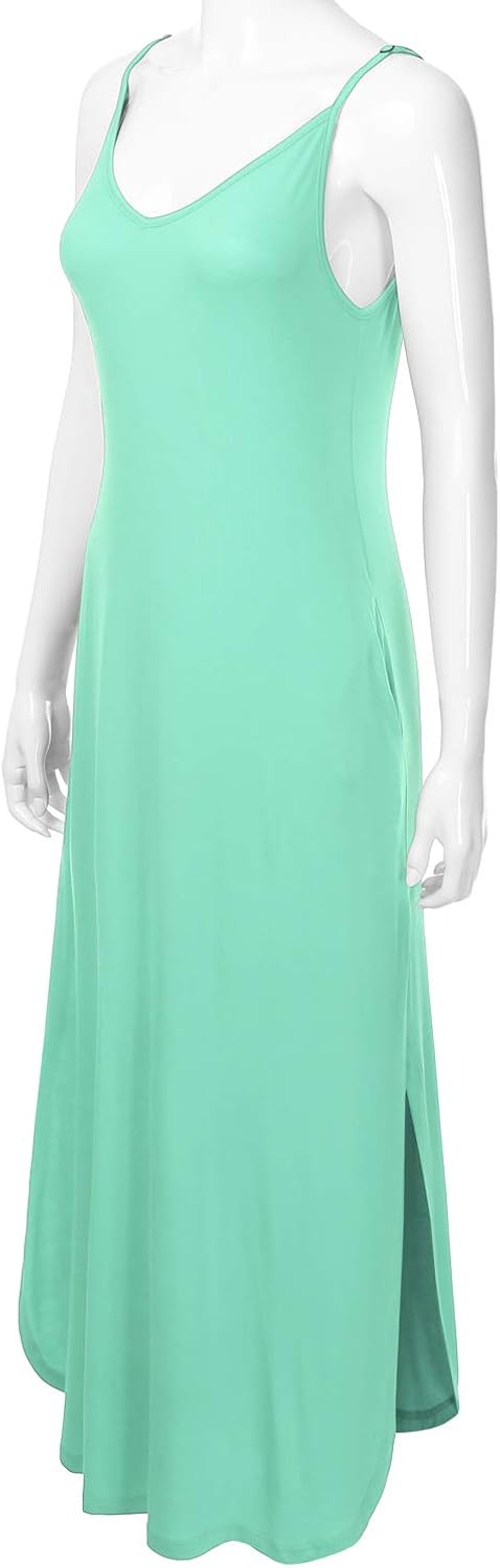 danibe Women's Casual Loose Fit Long Cami Maxi Dress with Pockets (XS-XXL) X-Small Dbd004_aqua