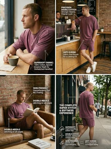 Image of Kvetoo Men Cotton T Shirt and Shorts Set Co Ord Set for Men Summer Casual Lounge Wear Gym Workout T Shirt Shorts Combo Half Sleeve Comfortable Cotton Outfit