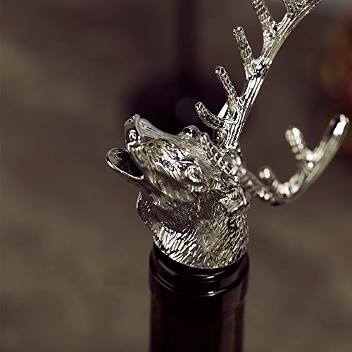 Funnytoday365 Garrafa de vinho Homestia com cabeça de veado rolha para dosador de vinho cervo veado