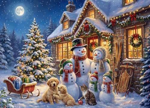Snowman Family 1000 Piece Jigsaw Puzzle for Adults - Christmas Pu...