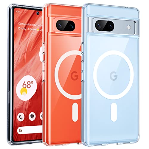 TORRAS Clear Charges Wirelessly for Google Pixel 7a Case, Diamond Clear