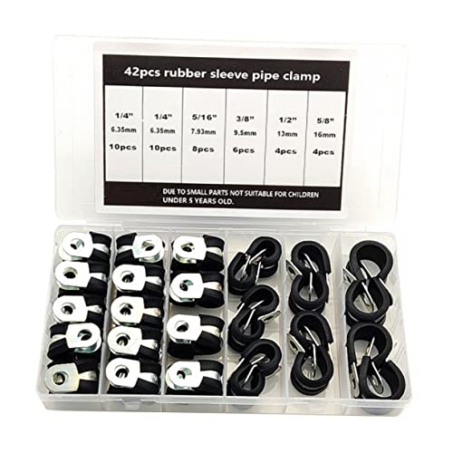 LALAFINA Stainless Steel Wire Cord Installation Clamps Rubber Sleeve Throat Hose Cable Clips Assortment Kit