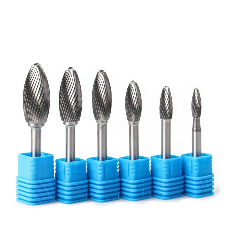 1/6 Uds tipo cabeza de aleación de carburo de tungsteno herramienta de Lima rotativa punto rebaba troqueladora herramienta abrasiva taladro fresado broca(6PCS (H06-16))