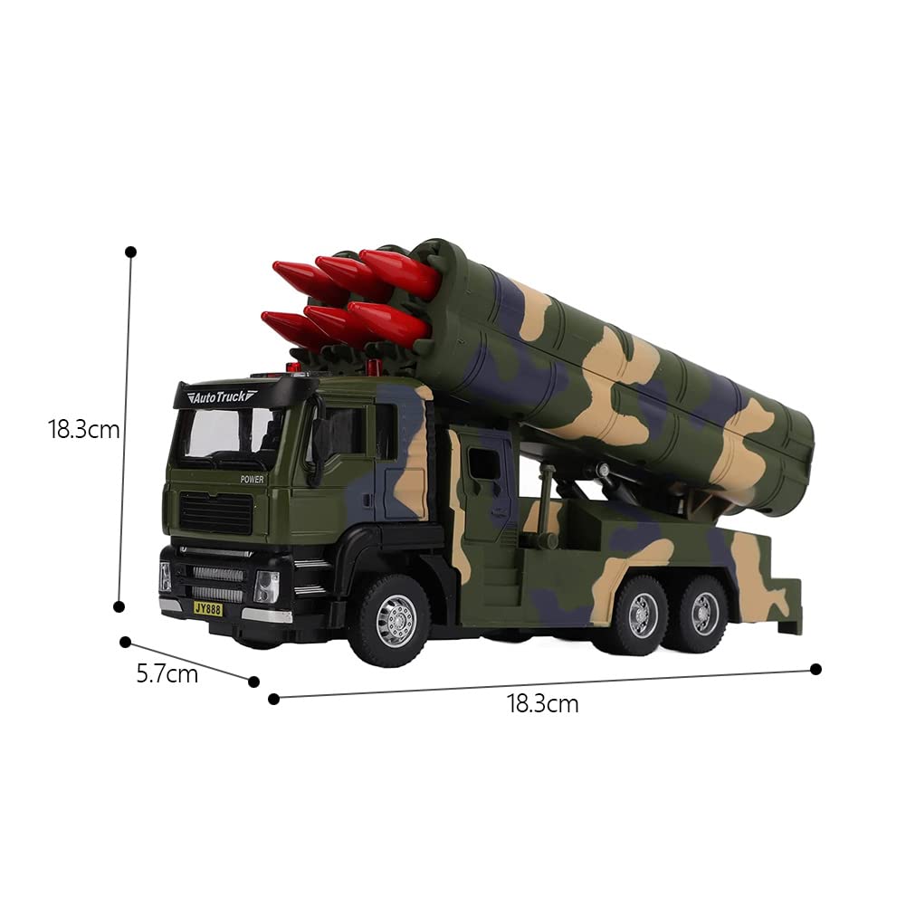 Dilwe Modello di Veicolo Militare a Razzo 1/50, Lancio di Razzi Sollevabile, Alluminio Premium + ABS, Auto Giocattolo a Razzo a Trazione Posteriore con Suono e LED, di Decorazione