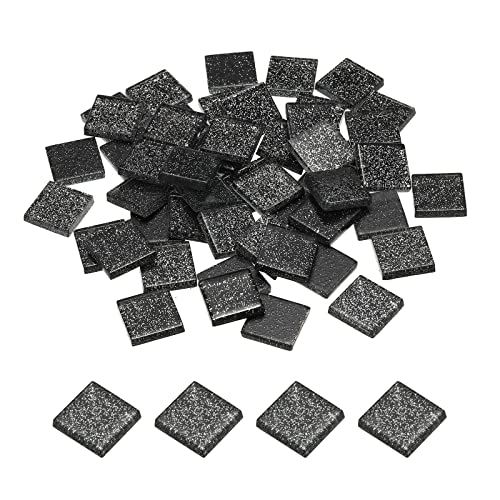 sourcing map Mosaïque Carrelage Tuile Tesselle, Verre Éclat Cristal Vrac Carré Paillettes Carreaux 2 x 2cm pour Maison Décoration, Pack de 50(200g, Léger Noir)
