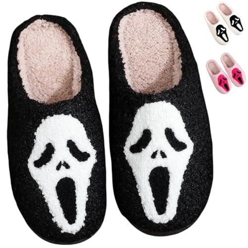 Cotton Slippers Halloween Ghost Face Horror Skull Indoor Novelty Warm Anti-Slip Soft Comfy Spooky Multicolor Gift