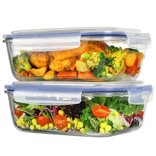 Image of Vtopmart 2Pack 2260ml /76.4oz Extra Large Glass Storage Containers, Blue