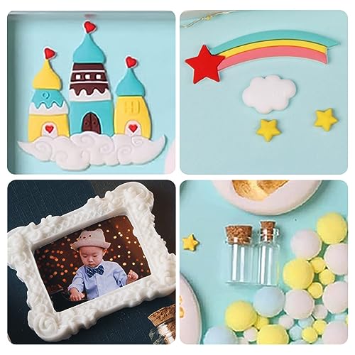 Image of PATPAT Deluxe Baby Hand & Footprint Clay Kit with 11x12.9 Frame, Non-Toxic White Clay, Colorful Decorations & Mini Memento Bottles - Ideal First Birthday & Baby Shower Gift for Girls & Boys | Captures Tiny Imprints, Easy Air Drying, Non-Toxic Clay, Colorful Accents, Simple Wall Display, Care Guidance Included