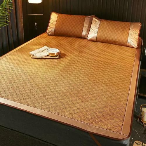 Protector de colchón de ratán de bambú refrescante, juego de ropa de cama de verano para camas individuales y dobles, funda transpirable y plegable para adultos, perfecto para personas que duermen con