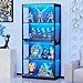 BROTTAR Display Cabinets with Glass Doors, Storage Cabinet with 3 Color Lights and Intelligent Human Sensor, Bookcase for Living Room, Display Case for Collectibles Trophy Books, Black