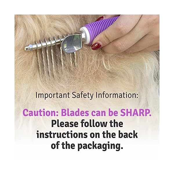 Poodle Pet Dematting Fur Rake Comb Brush Tool with Long 2.5” Steel Safety Blades for Detangling Matted or Knotted Undercoat Hair, Safe Grooming Accessories for Dogs, Longhaired Cats, Rabbits, Horses – Bild 8