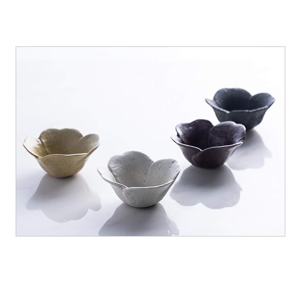 Ceramiczny zestaw misek do sałatek ze sztućcami i talerzem przyprawowym talerz na przekąski w kształcie kwiatu do zanurzania przypraw E Zastawa stołowa do przystawek i małych misek, jeden kolor E