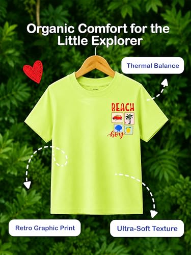 Image of Kidbea Bamboo Unisex Kids T-Shirt Ultra-Soft Premium Half Sleeve Graphic Tee for Boys & Girls, Casual Summer Wear for Toddlers & Kids