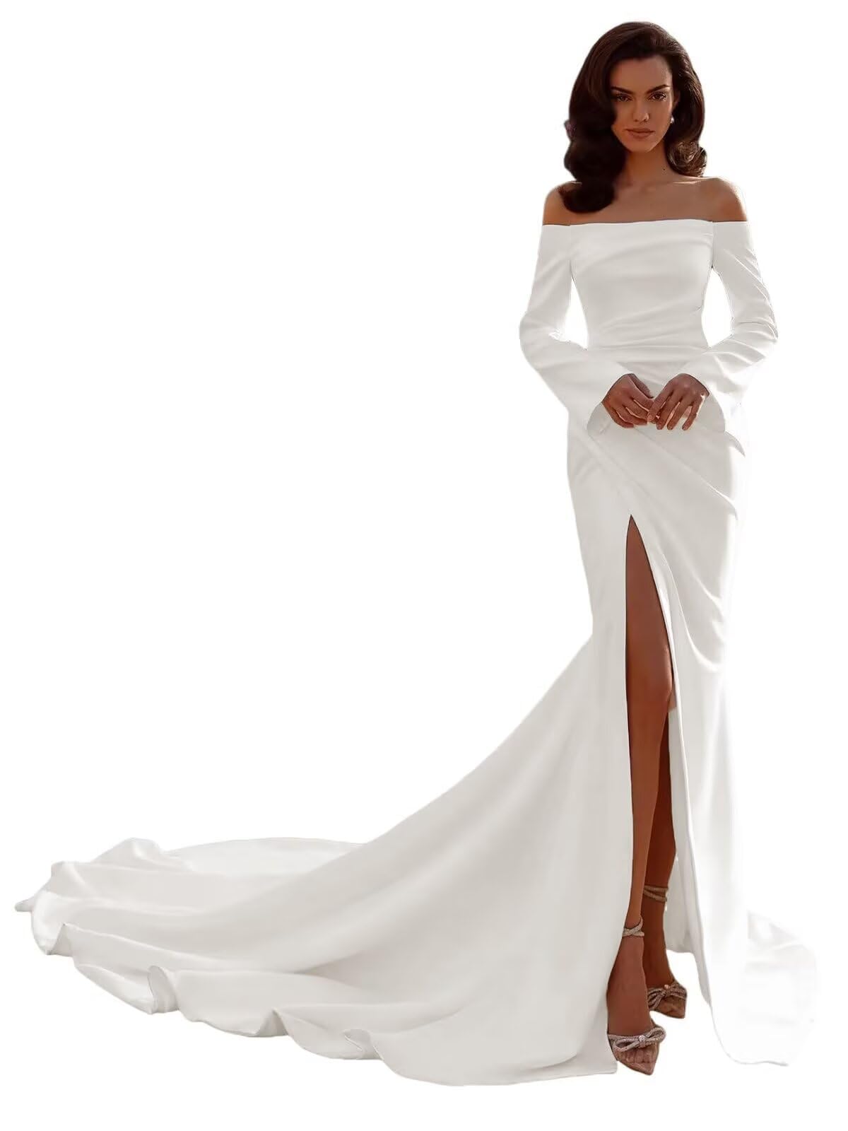 Lindo Noiva Plus Size Satin Mermaid Wedding Dresses for Bride Elegant Simple Bridal Dress Long Ball Gown for