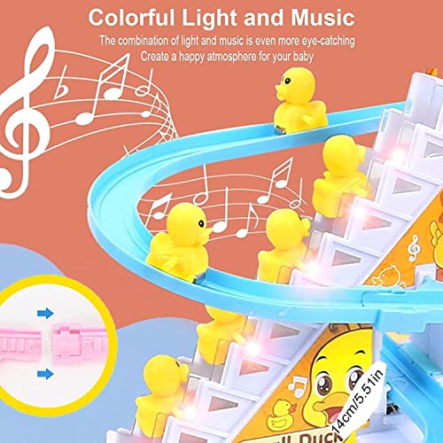 Image of OPINA Duck Track Slide Toys Climb Stairs Toy Railcar | Educational Climbing Stairs Toys With Music For Children Toddler Boys Girls (3 Ducks Included)(Small Duck),Multicolor