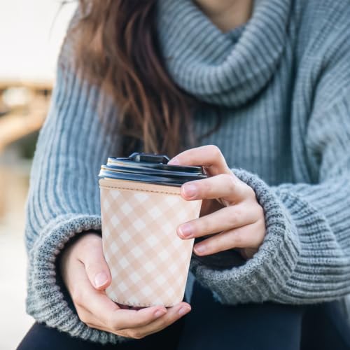 Image of Reusable Insulated Sleeve for Iced Coffee Cup, 3-Pack Coffee Neoprene Drink Sleeve for Cold & Hot Drinks, Beverage Holder for Iced Coffee (Pastel Gingham Set)