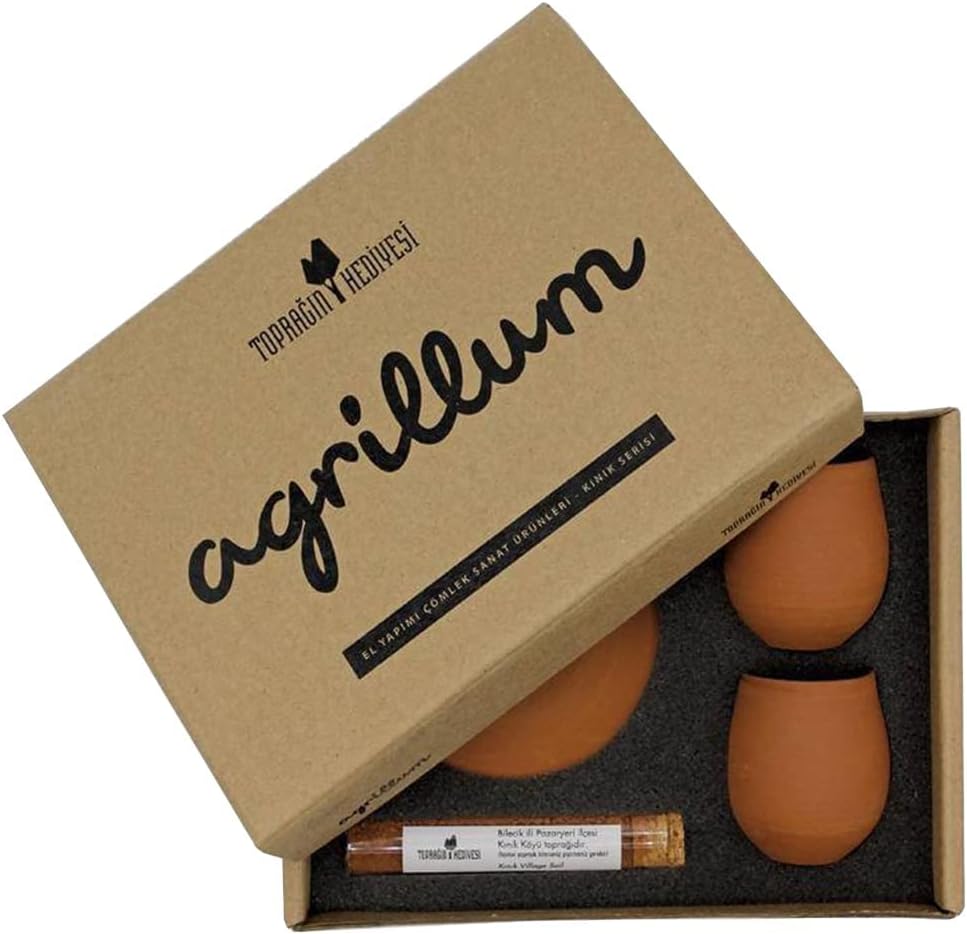 Handmade Turkish Coffee Set Soil Clay Turkish coffee Maker Cup Pot gift sets Turksh coffee serve cezve 5 pieces