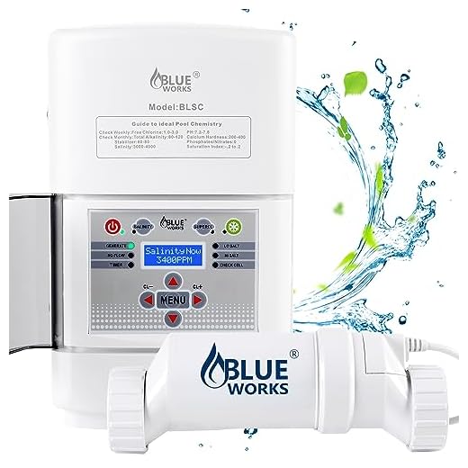 BLUE WORKS Saltwater Pool System - Up to 40K Gallon Inground Salt Pool, Salt Chlorine Generator Creates Free Chlorine, 2 Year USA Warranty, White