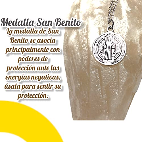 Collares Medallón San Benito Protector de Acero Inoxidable
