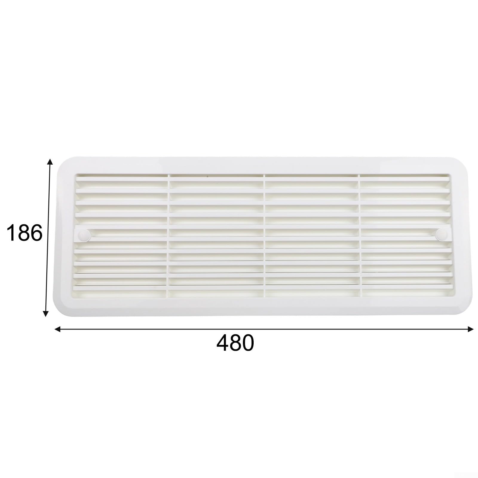 Rejilla de montaje para rejilla de ventilación de nevera de autocaravana, 483 mm x 186 mm, ABS resistente a la intemperie, rejilla de flujo de aire para caravana y autocaravana (62445480) (blanco) — view 3