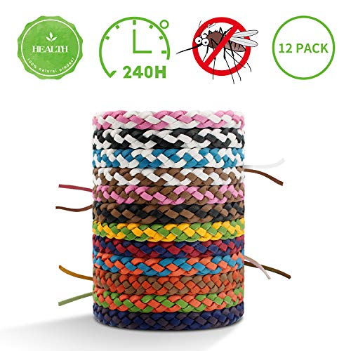 EMIUP Mosquito Repellent Bracelet,12 Pack 100% Natural Anti Insect Bug Bands,Insect Repellent Travel Bands and Outdoor Protection up to 300 Hours for Adults & Children