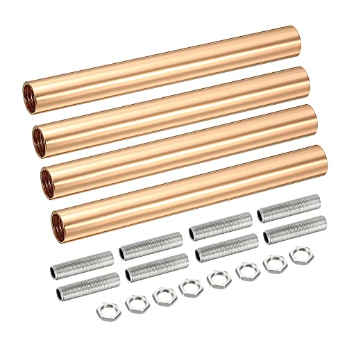 MECCANIXITY Threaded Extension Rod, 3.94" Lamp Pipe with Connector Light Fixture for Pendant Light Island Lighting Chandeliers Stems, French Gold 4 Set