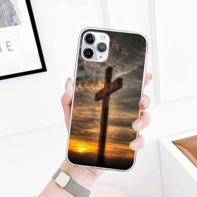 Miniatura 2 de Funda compatible con iPhone 14 Pro  Funda de teléfono retro Dusk Christian Cross funda delgada y suave TPU a prueba de golpes