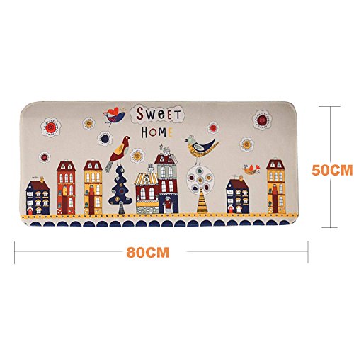 LLRY Washable Kitchen Floor Flannel Rug Non-slip Bath Mat Carpet Door Mats Super Absorbent (Sweet Home, 50x80CM)