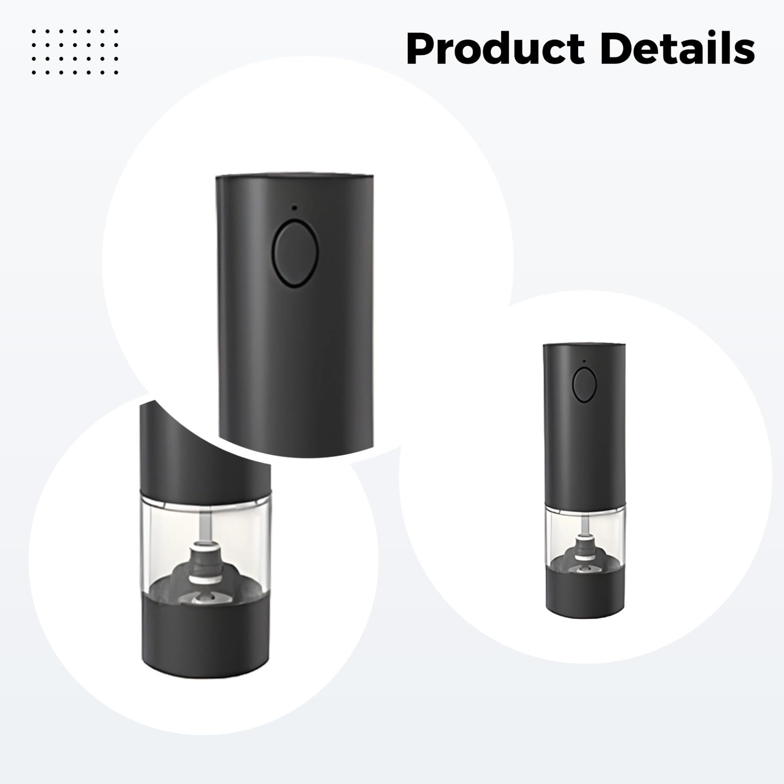 Elektrische Salz- und Pfeffermühle, wiederaufladbar Typ C, automatische Gewürzmühle, einhändig bedienbar, Mahlgrad einstellbar, LED-Licht, 70 ml Fassungsvermögen, Geschenkbox