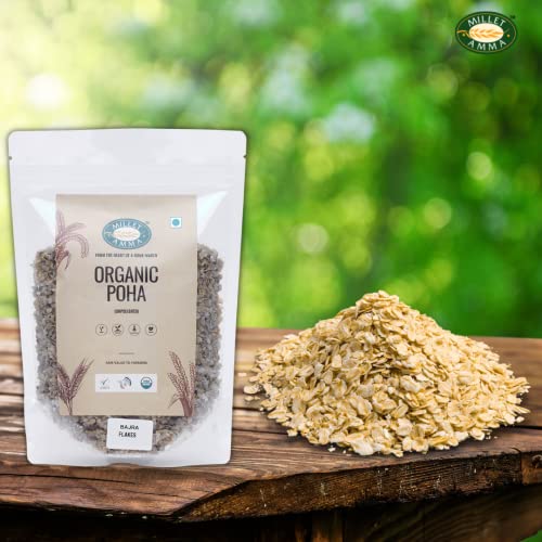 Image of Millet Amma Organic Bajra Poha 1 Kg (2 Packs of 500 Gms) | Rich in Iron and High Protein | Best Choice for Making Poha and Health Snack Recipes | Millet Flakes for a Healthy and Nutritious Breakfast