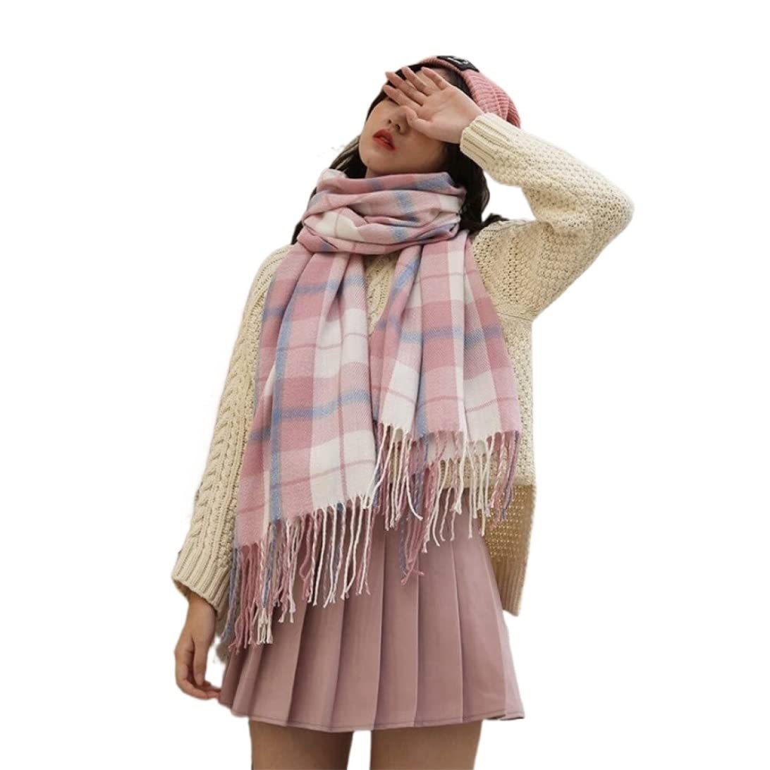 Sciarpa Scialle Sciarpa Scozzese Autunno Inverno Scialle Lungo da Donna Coperta Avvolgente Calda Tippet da Donna(G)