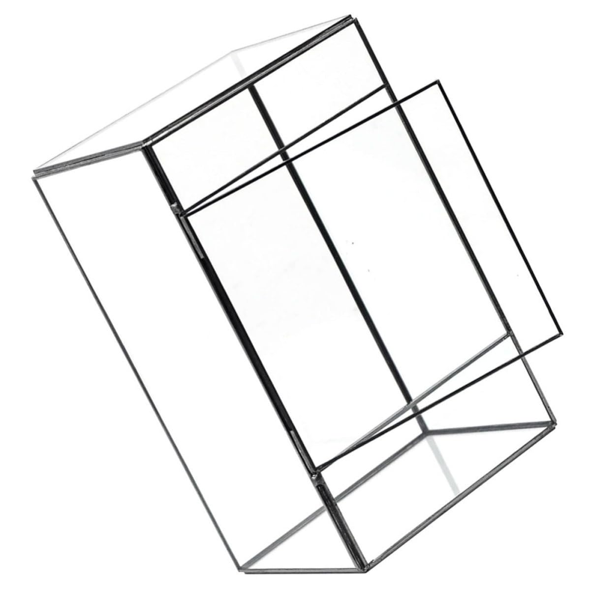 Terrario de Vidrio Geométrico Negro para Plantas, Mesa Decorativa | Caja Vacía para Paisaje Diy, Estructura de Vidrio y Estaño, Estilo Simple y Artístico