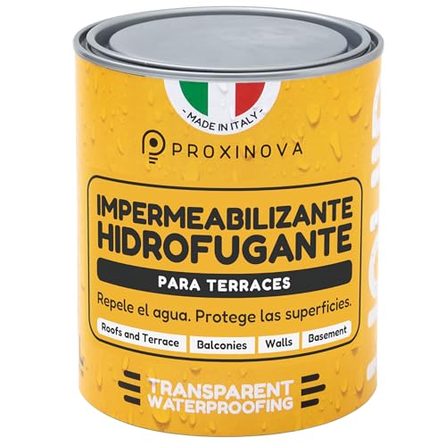 Proxinova Impermeabilizante Transparente – Hidrofugante Impermeable y Suciedad para Piedra, Hormigón y Baldosas – Sellador para Pisos, Fachadas, Terrazas y Tejados