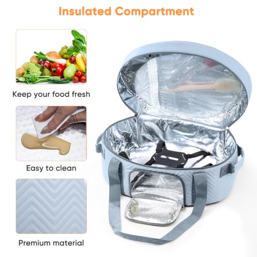 Image of Insulated Slow Cooker Carrying Bag for 6-8 Quart CrockPot and Hamilton Beach Slow Cooker with See-thought Window, Portable Carrier Case with Adjustable Band and Accessory Pocket