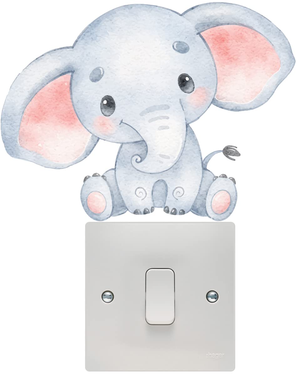 Hodge Creations Brown With Glitter Cute Elephant Light Switch Wall Art Vinyl Stickers Childrens Bedroom